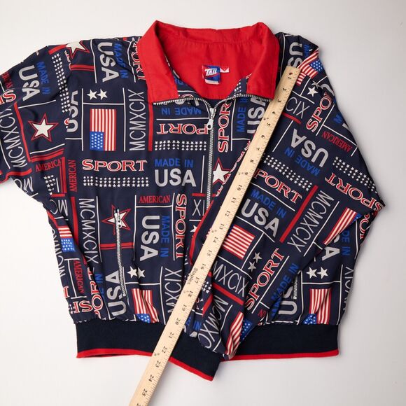 Vtg Tail Patriotic Jacket Womens L USA Sport Red White Blue 1999 MCMXCIX 90s - Picture 8 of 10